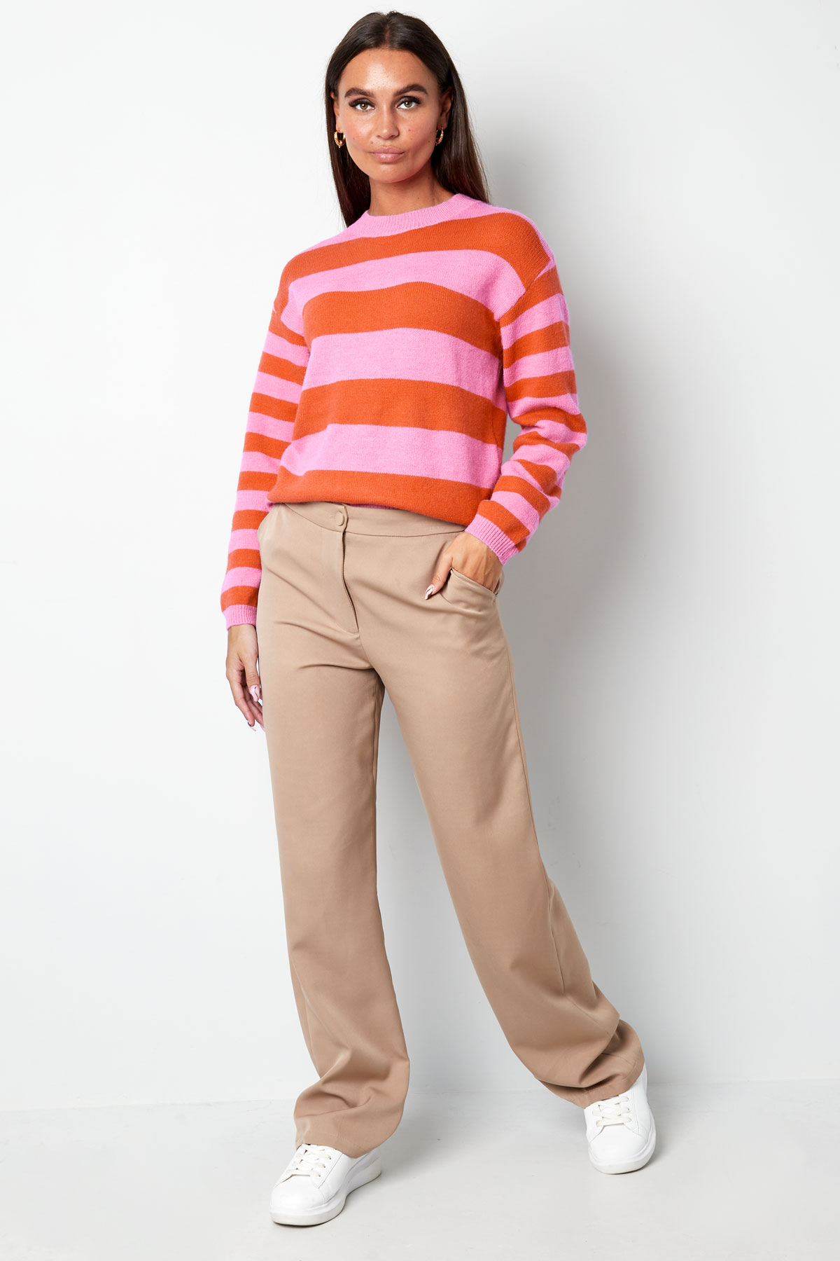 Knitted striped sweater - pink orange h5 Picture8